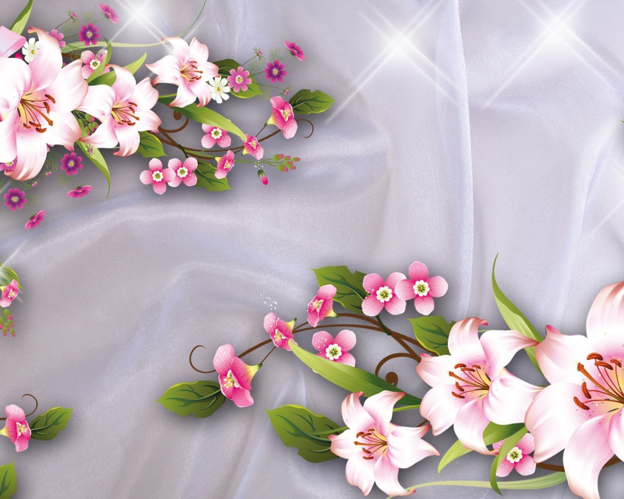 Орнамент из розовых цветов