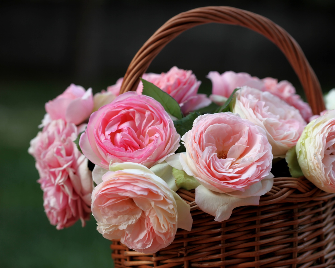 Корзина розовых цветков