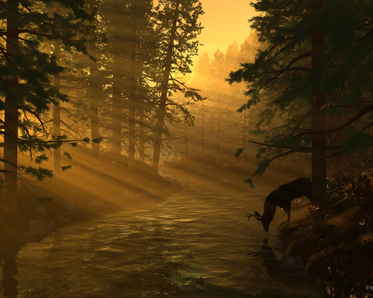 Олень в лучах солнца