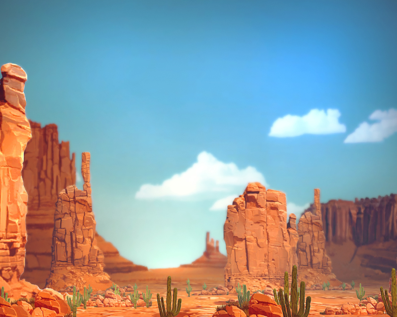 Кактусы в каньоне