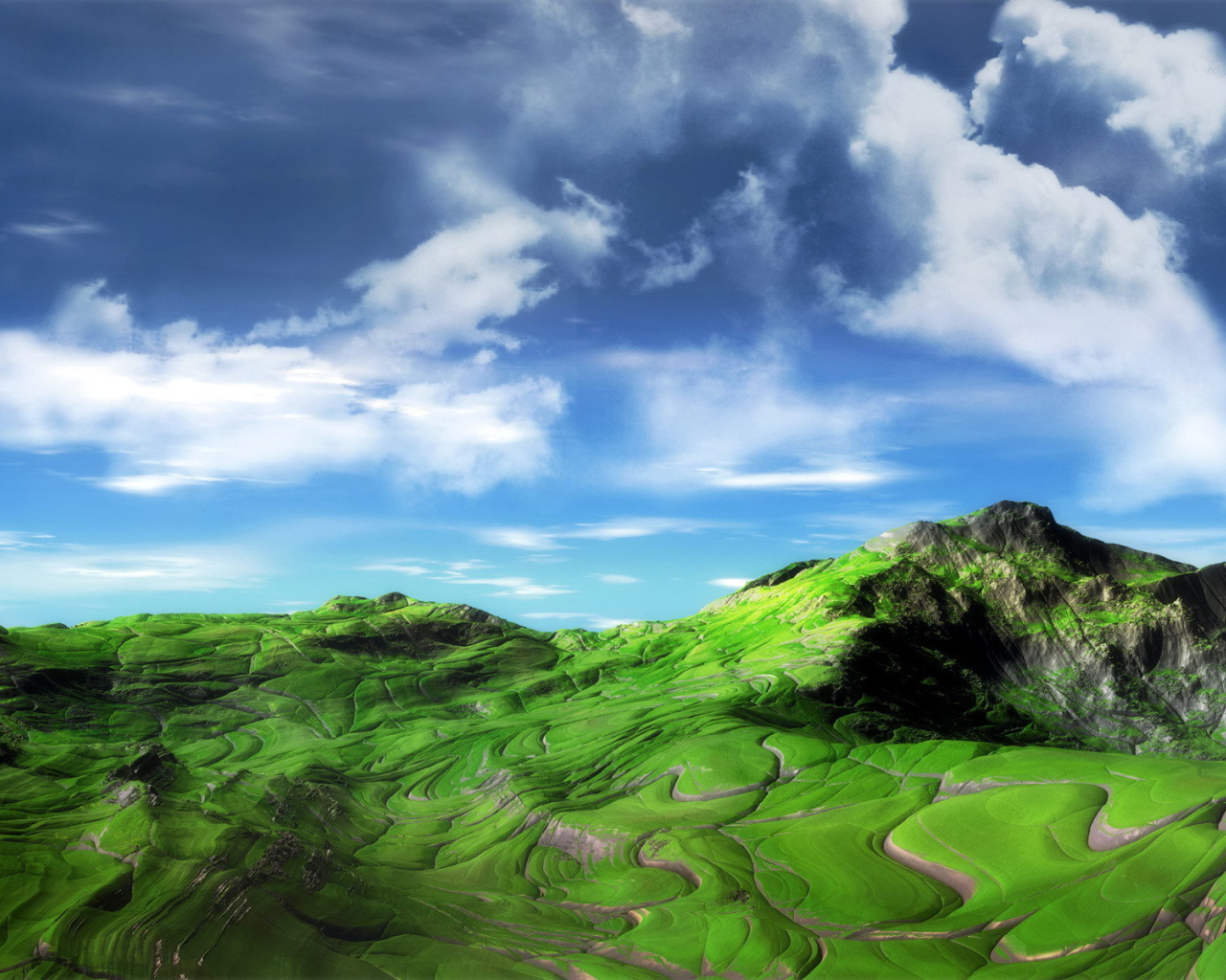 Зеленая гора с прожилками