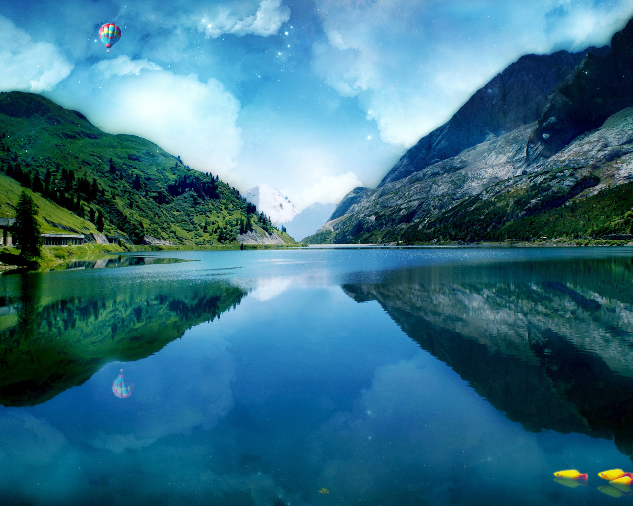 Красивые рыбки в озере