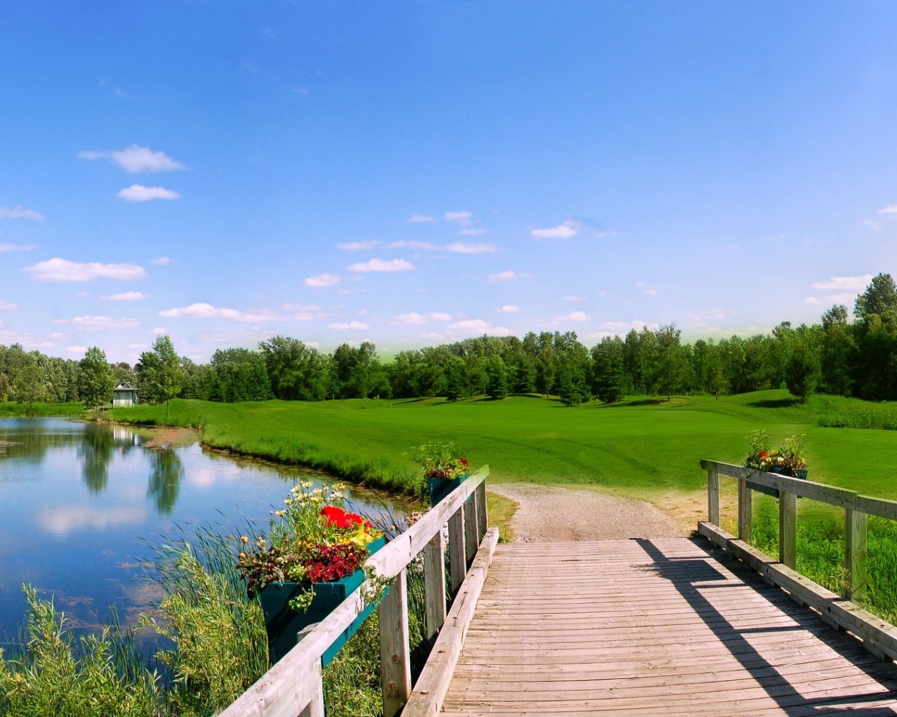 Деревянный мост на озере