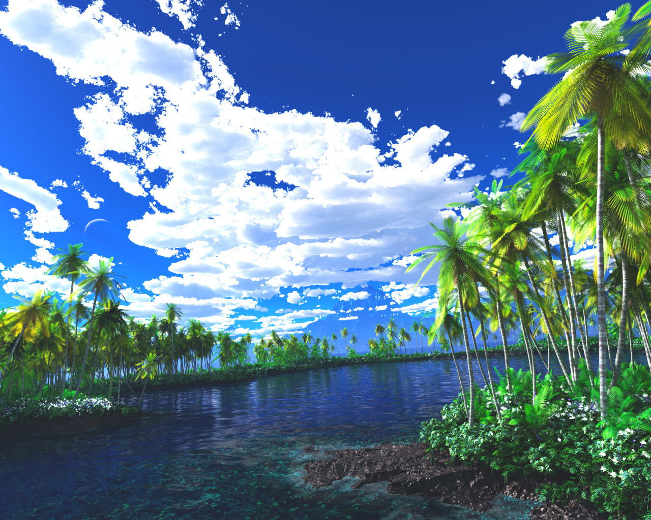 Лагуна заросшая пальмами