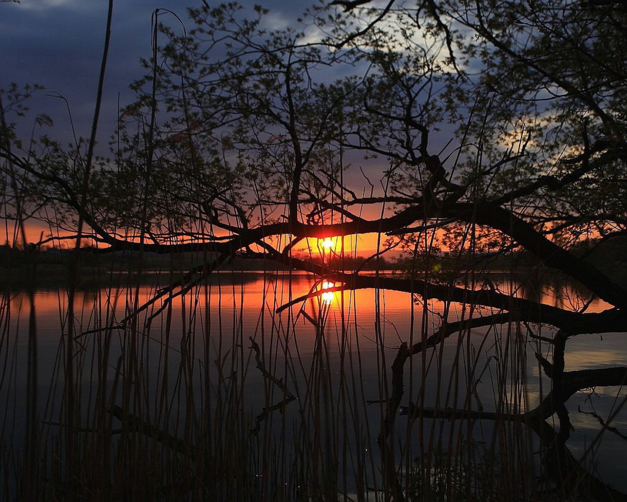 Закат на тихом озере