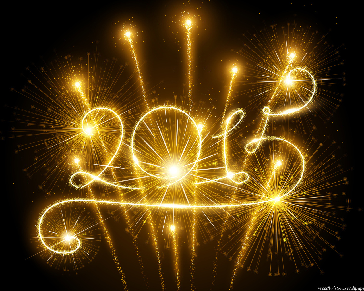 Яркий фейерверк на Новый Год 2015