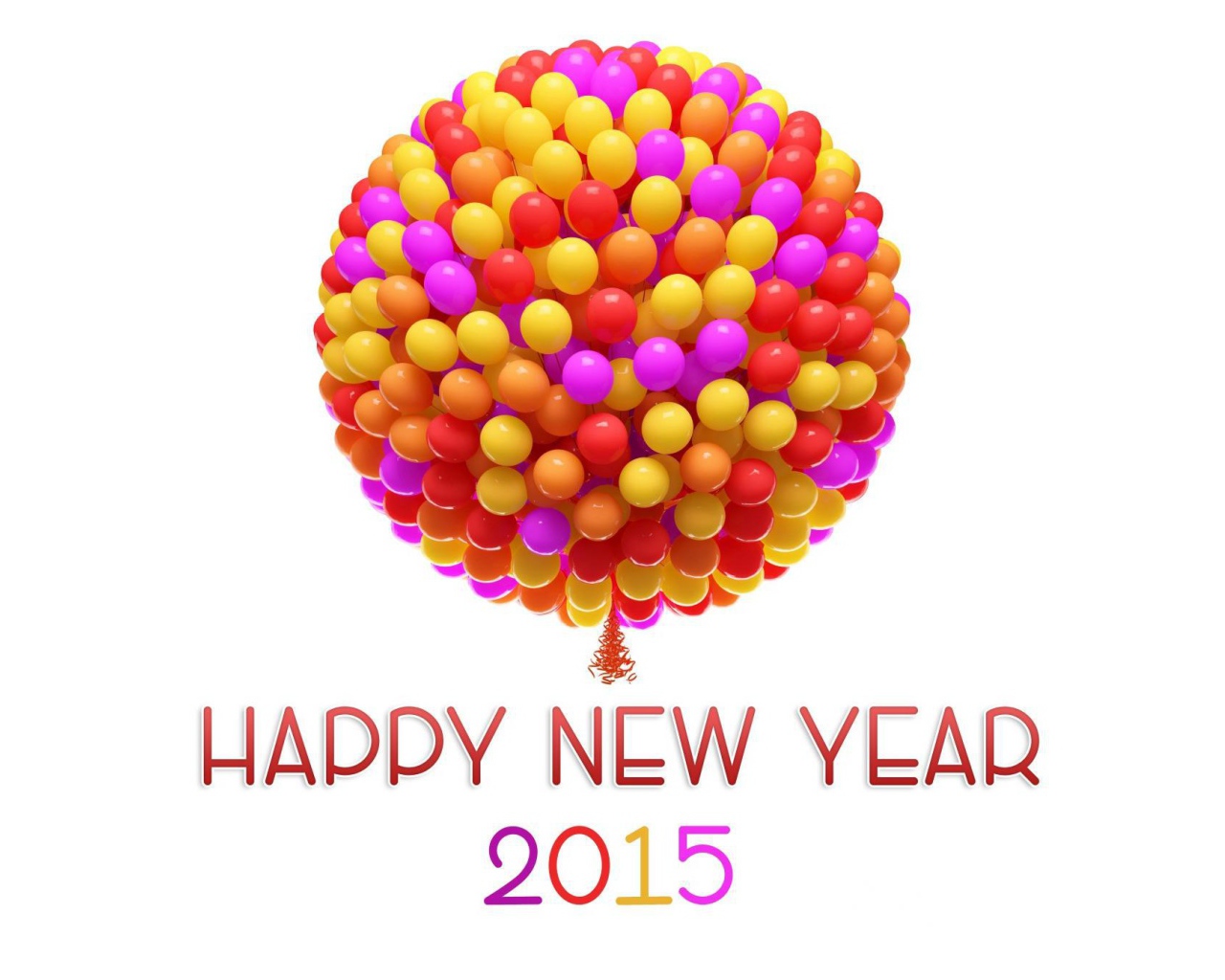 Много цветных шариков в Новом году