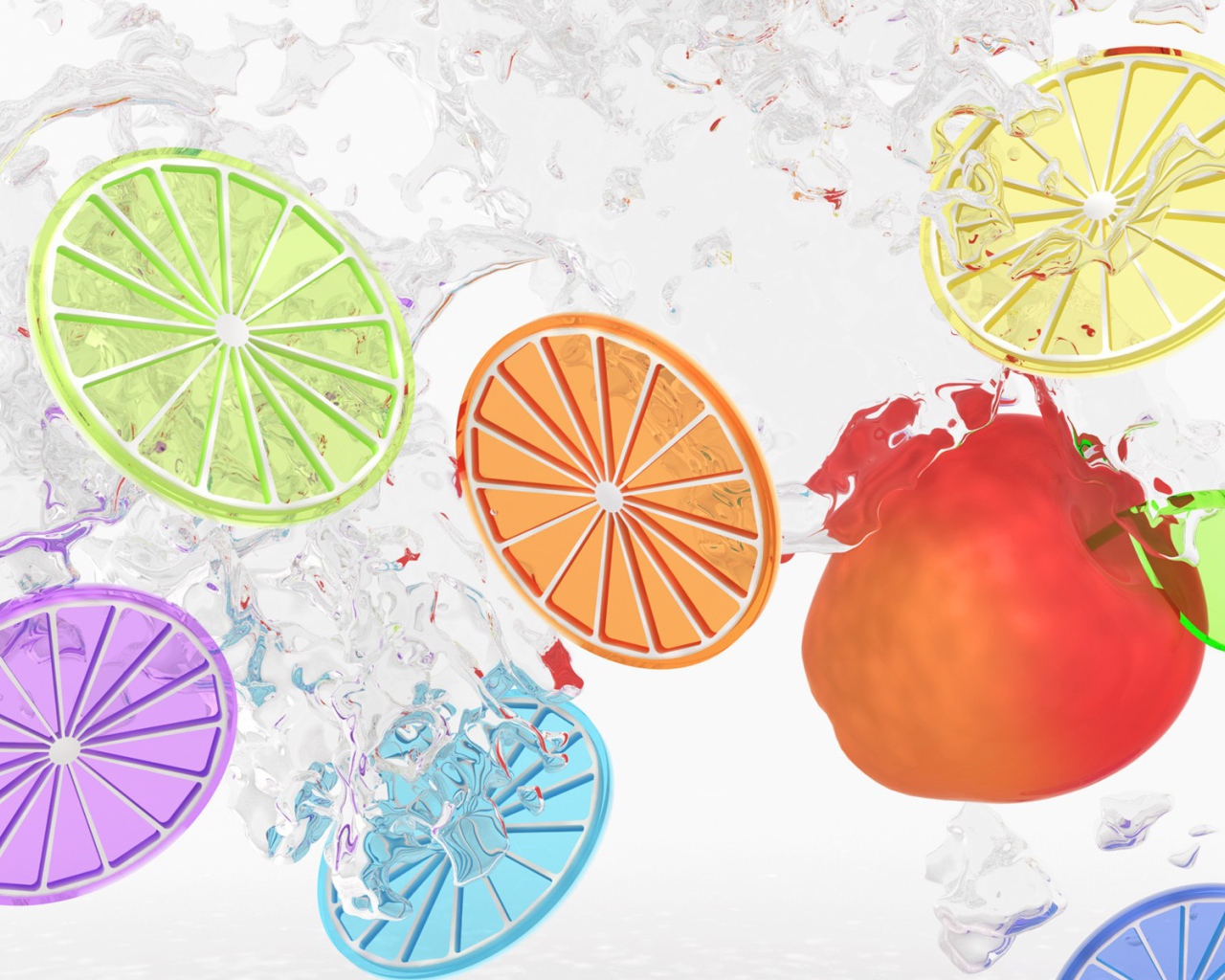 Яблоко и цветные дольки