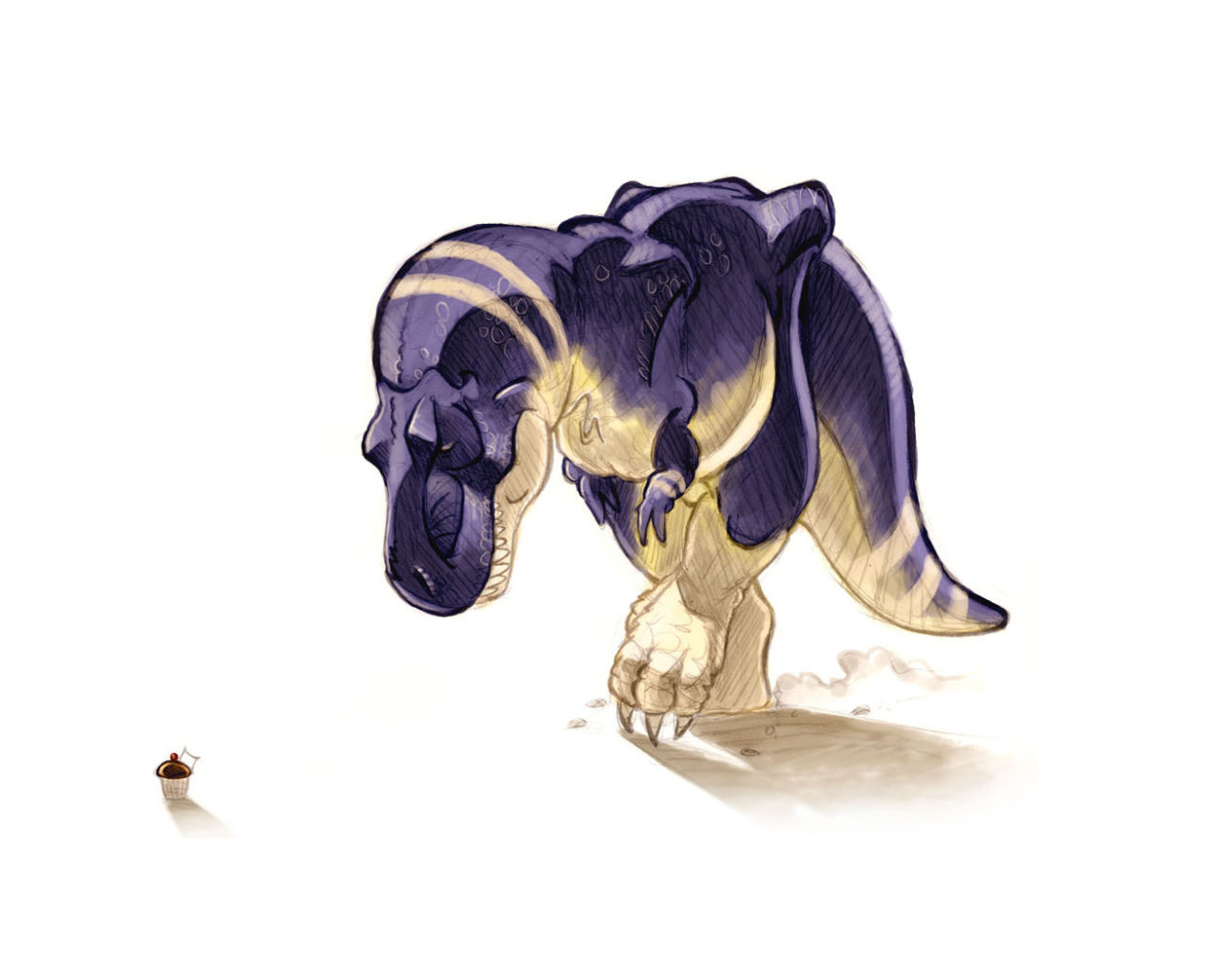 Динозавр у корзины