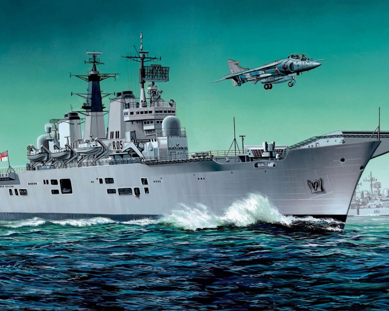 Самолет над британским авианосцем