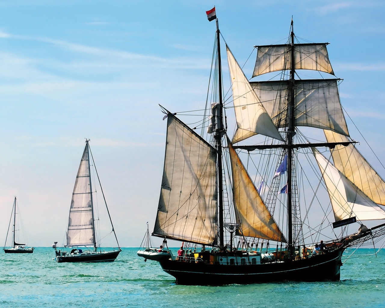 Плеяда парусников в море