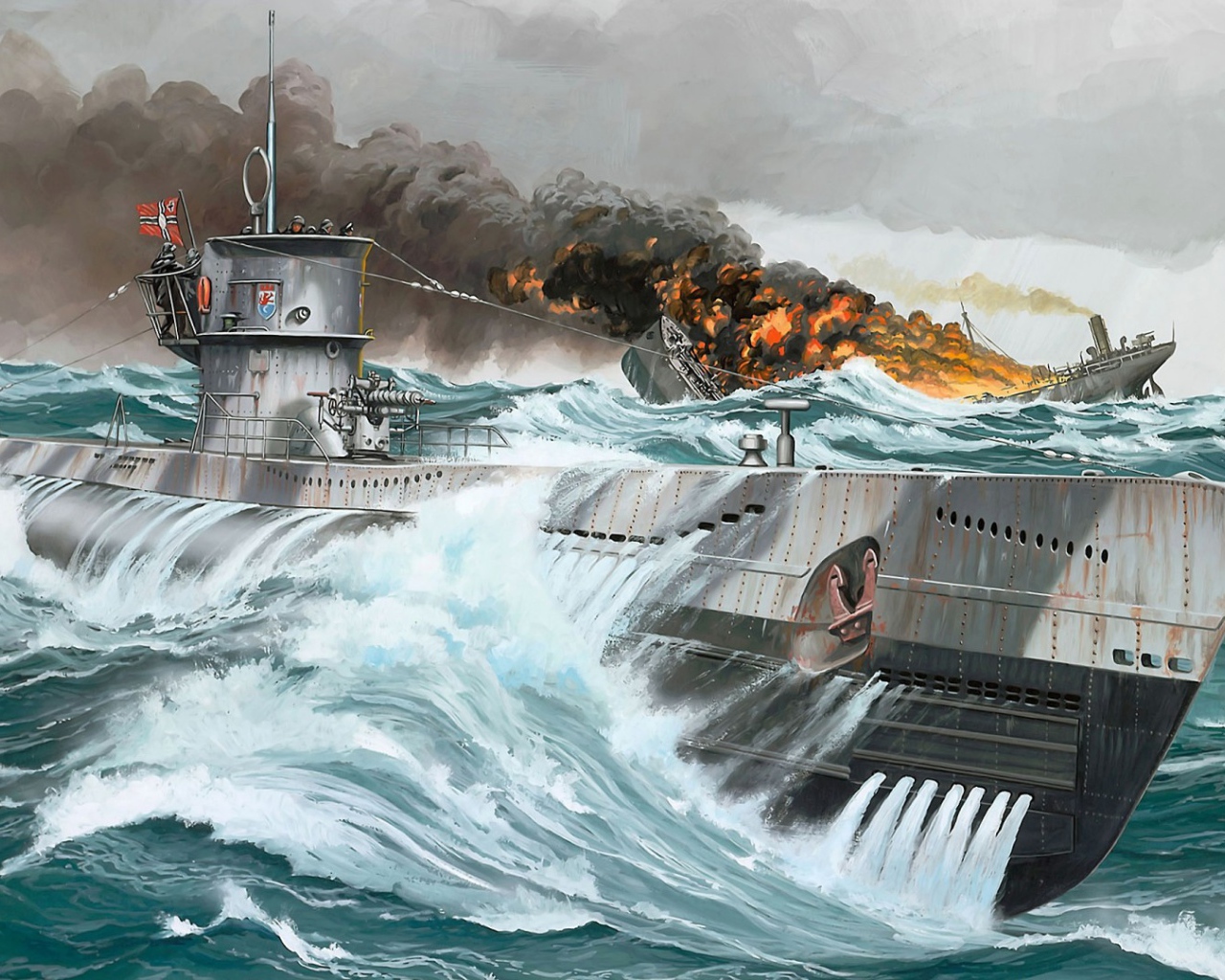 Немецкая подлодка выиграла бой