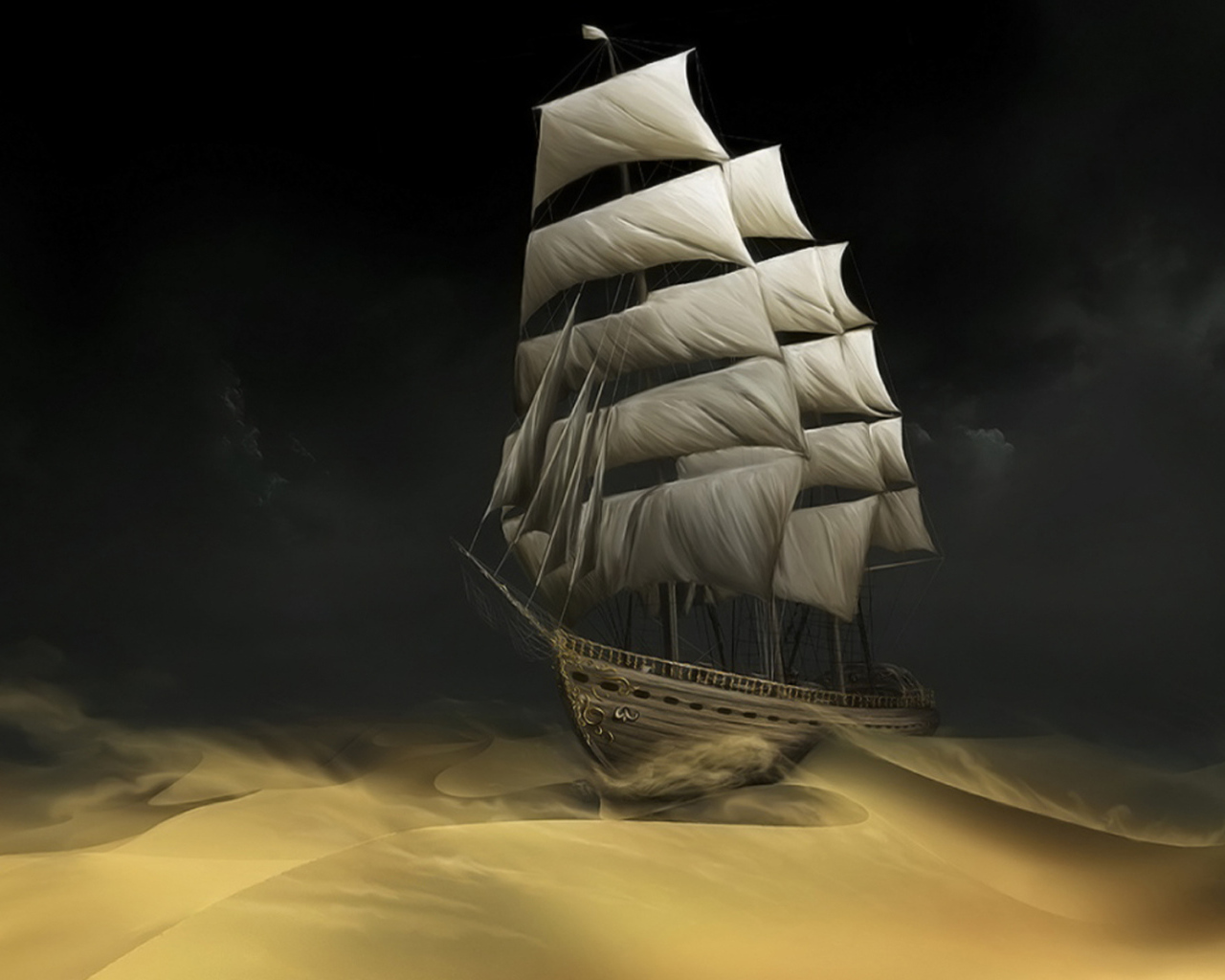 Парусник в ночном море