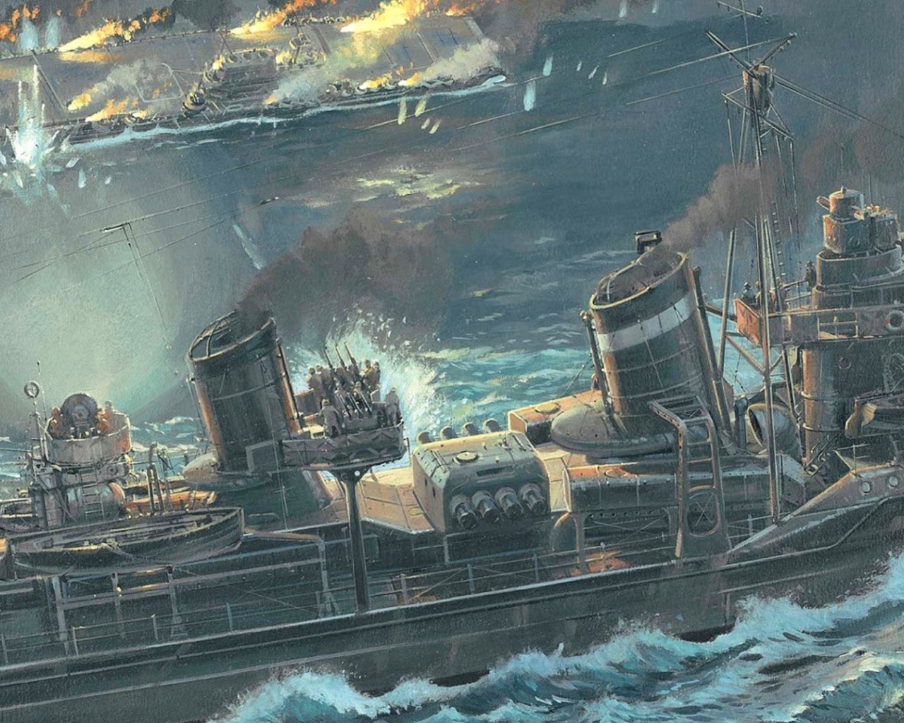 Шторм и военные корабли