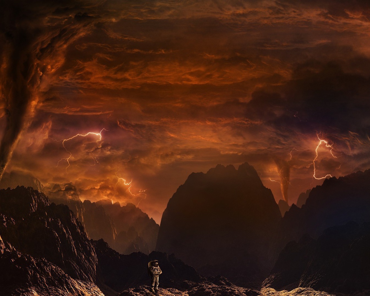 Космонавт на огненной планете