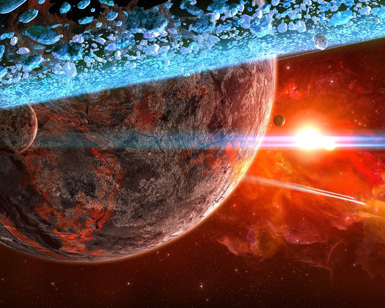 Ледяные глыбы на орбите