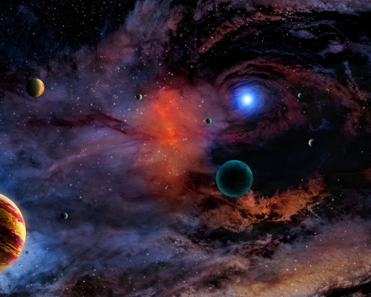 Много планет в спирали