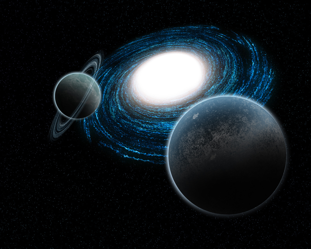 Спиральная галактика и планеты