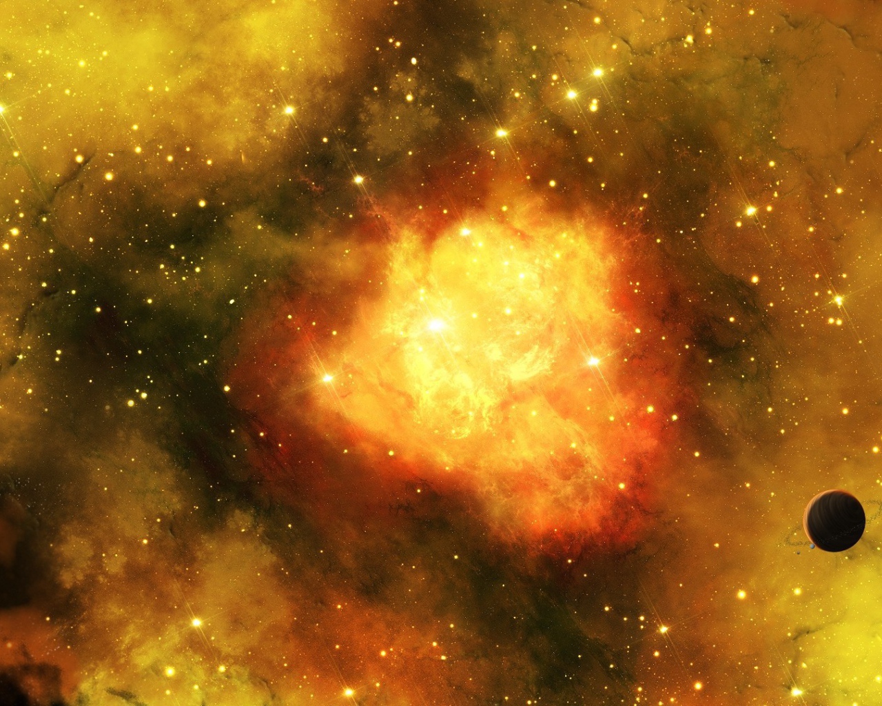 Планета на фоне туманности