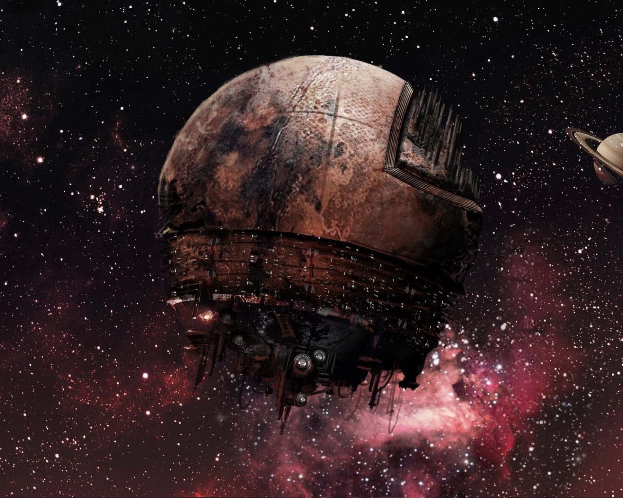 Космический корабль около Сатурна