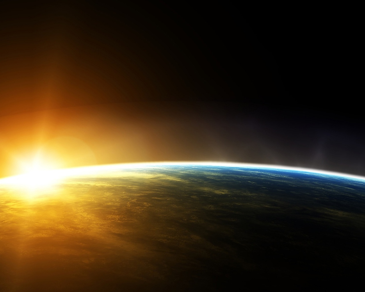 Вид на закат из космоса