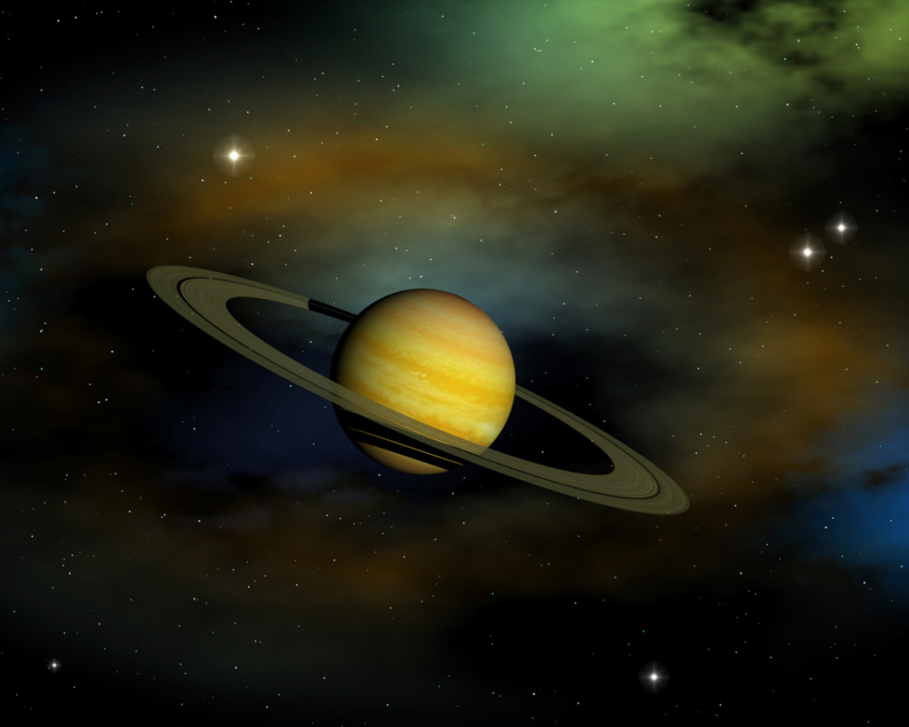 Yellow planet with a ring