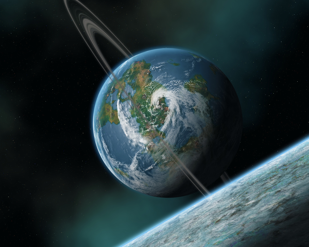 Планета с атмосферой и облаками