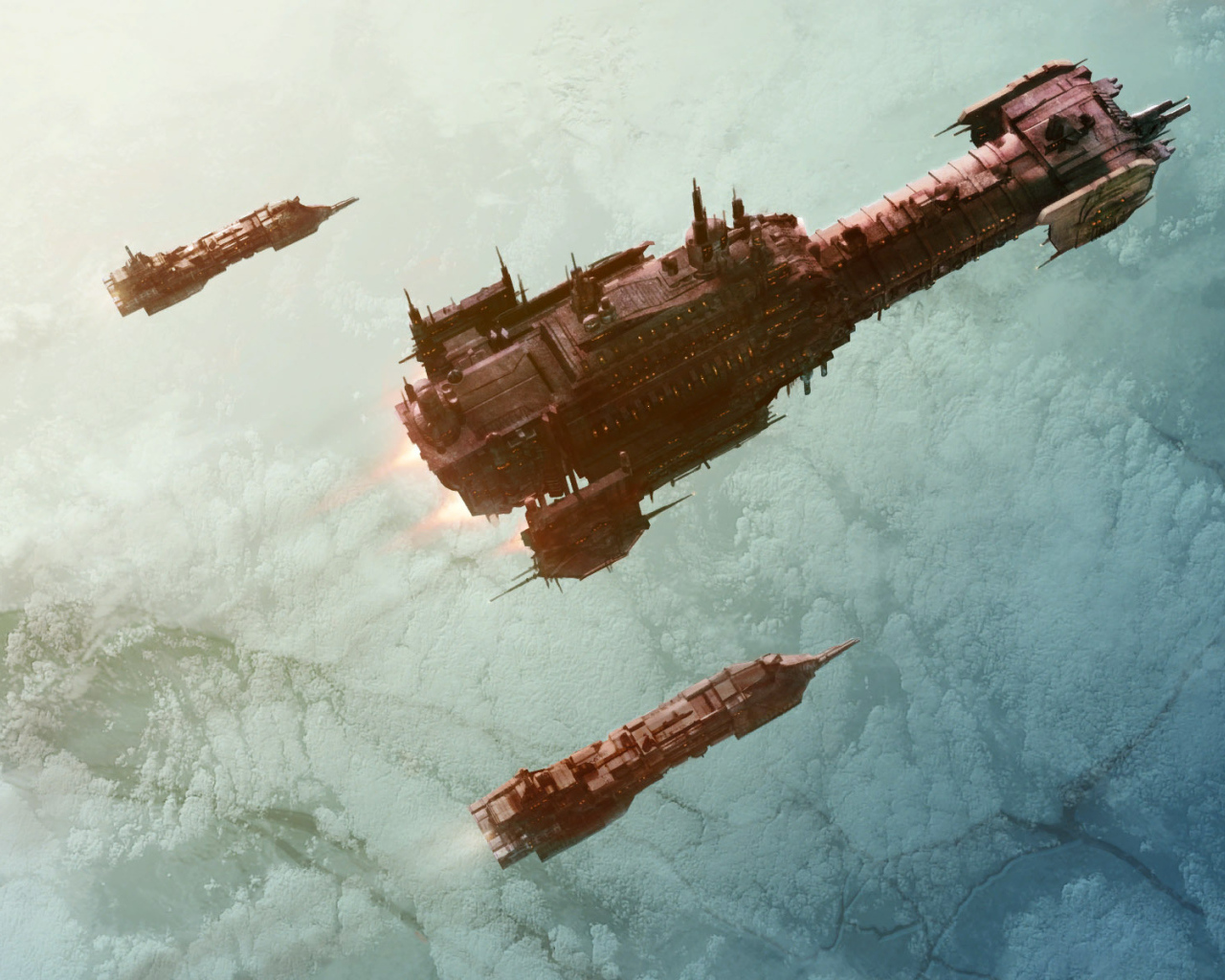 Космические корабли над планетой