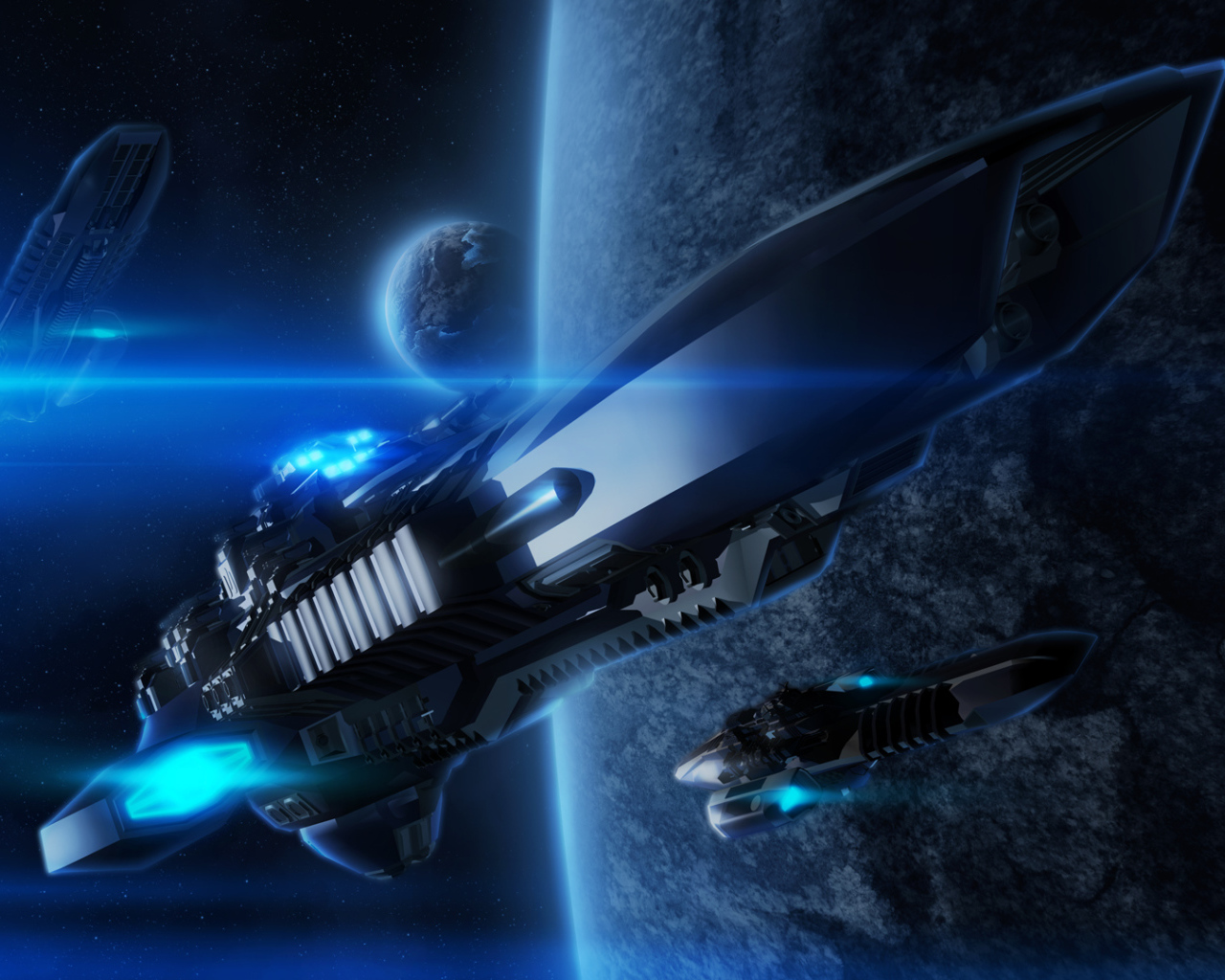 Космические корабли у планеты