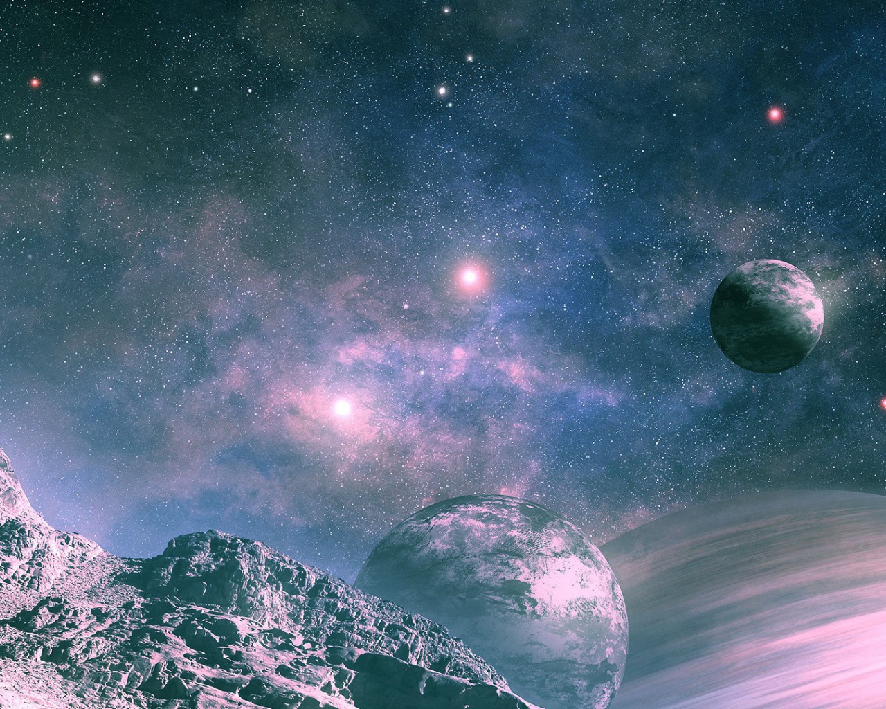 Звездное небо с планетами