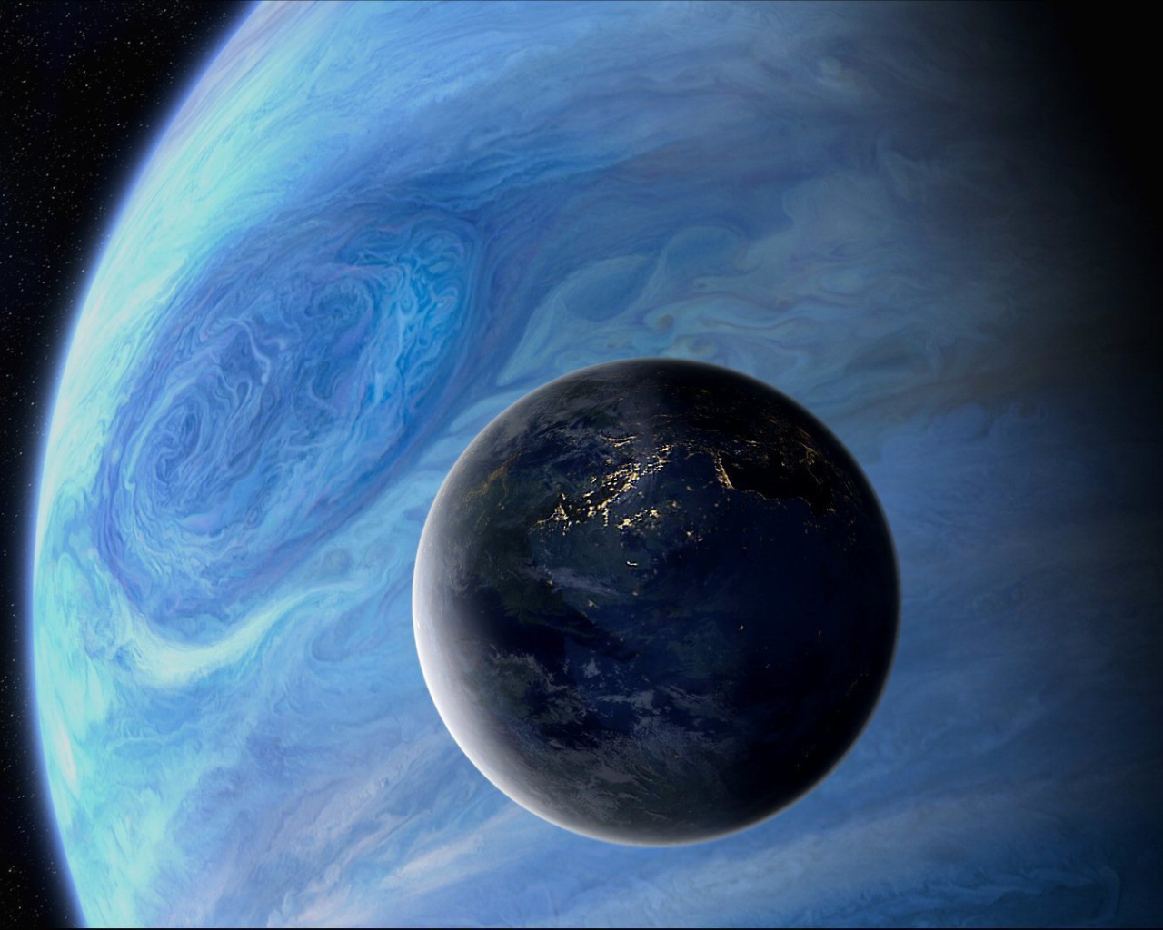 Огни городов на планете