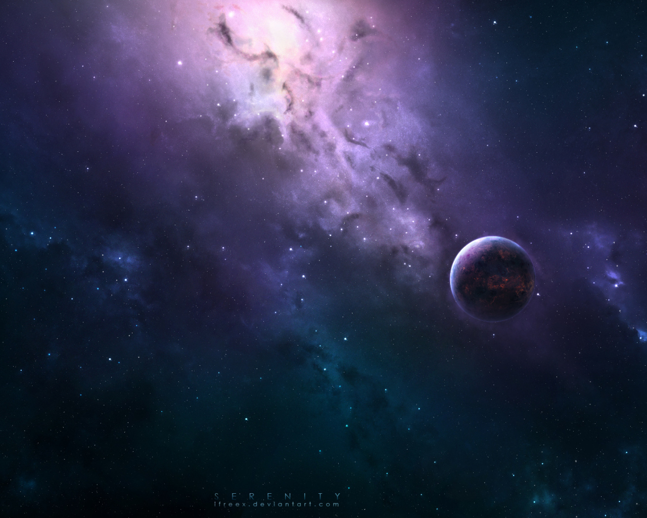 Планета на фоне звездного неба