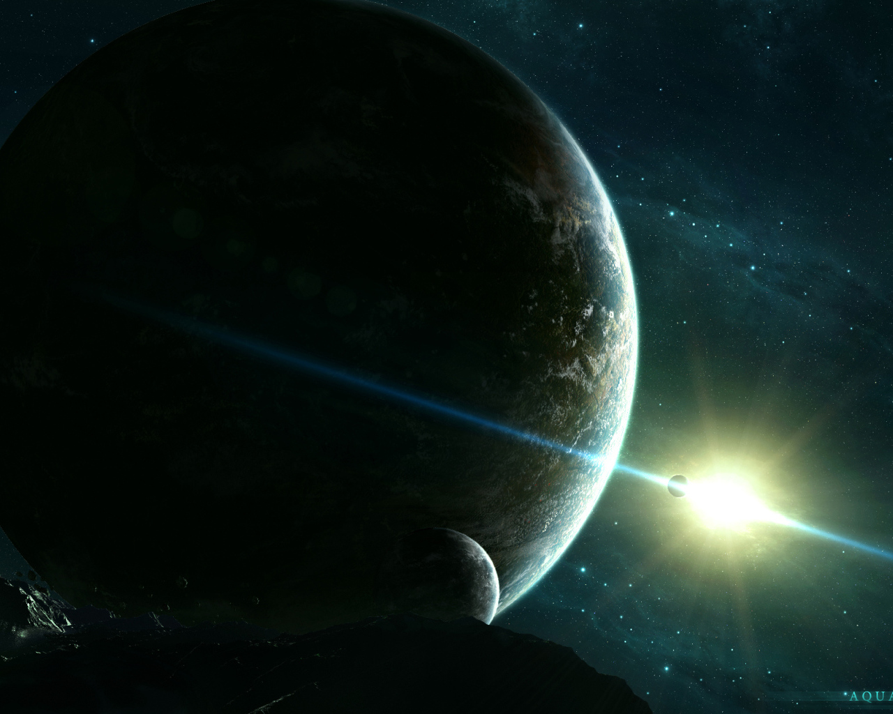 Вид на планету с астероида