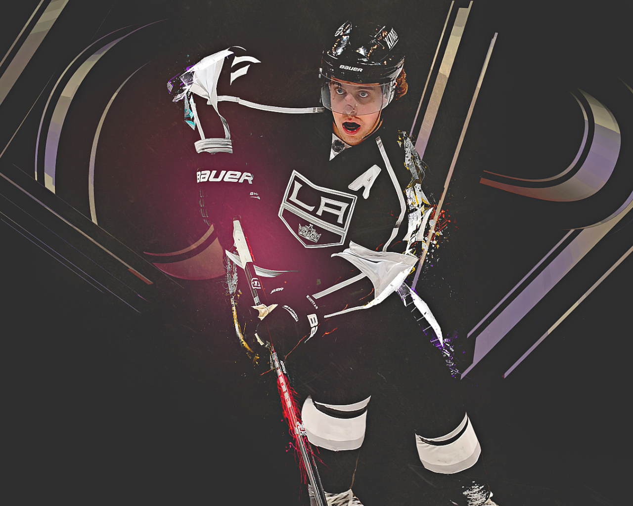 Анже Копитар на черном фоне