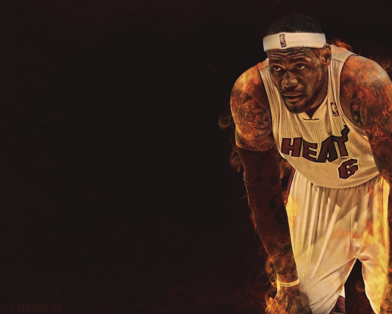 Basketball player LeBron in the fire