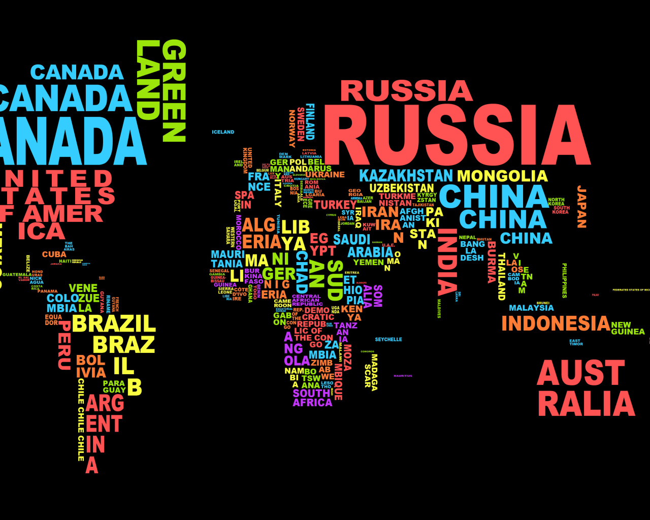 Названия стран на карте