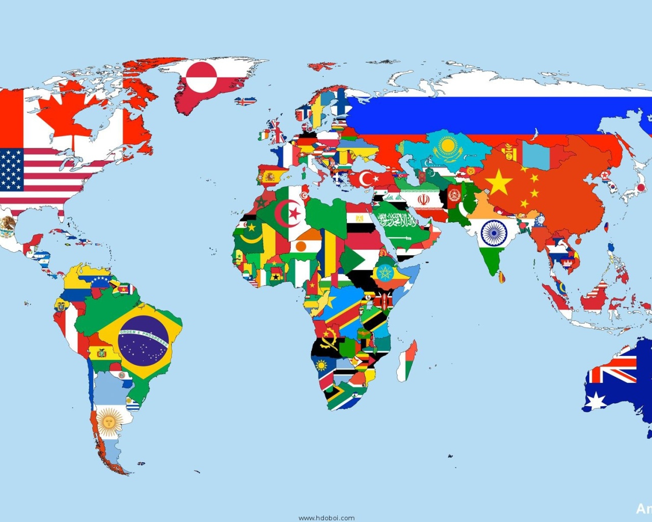 Флаги на карте мира