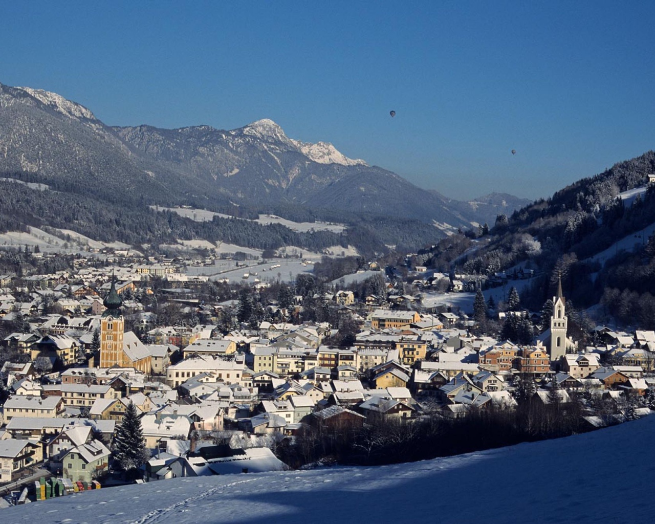 Город на горнолыжном курорте Шладминг, Австрия