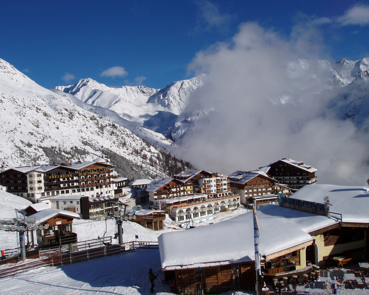 Город на горнолыжном курорте Зёльден, Австрия
