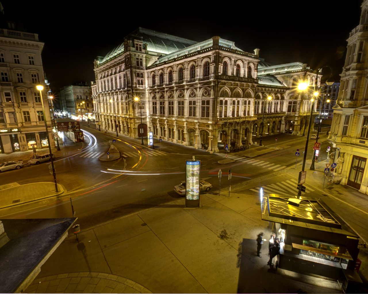 Ночные огни в городе Вена, Австрия