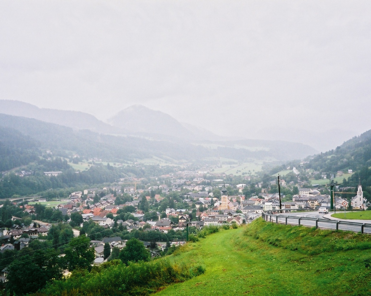 Панорама города на горнолыжном курорте Шладминг, Австрия