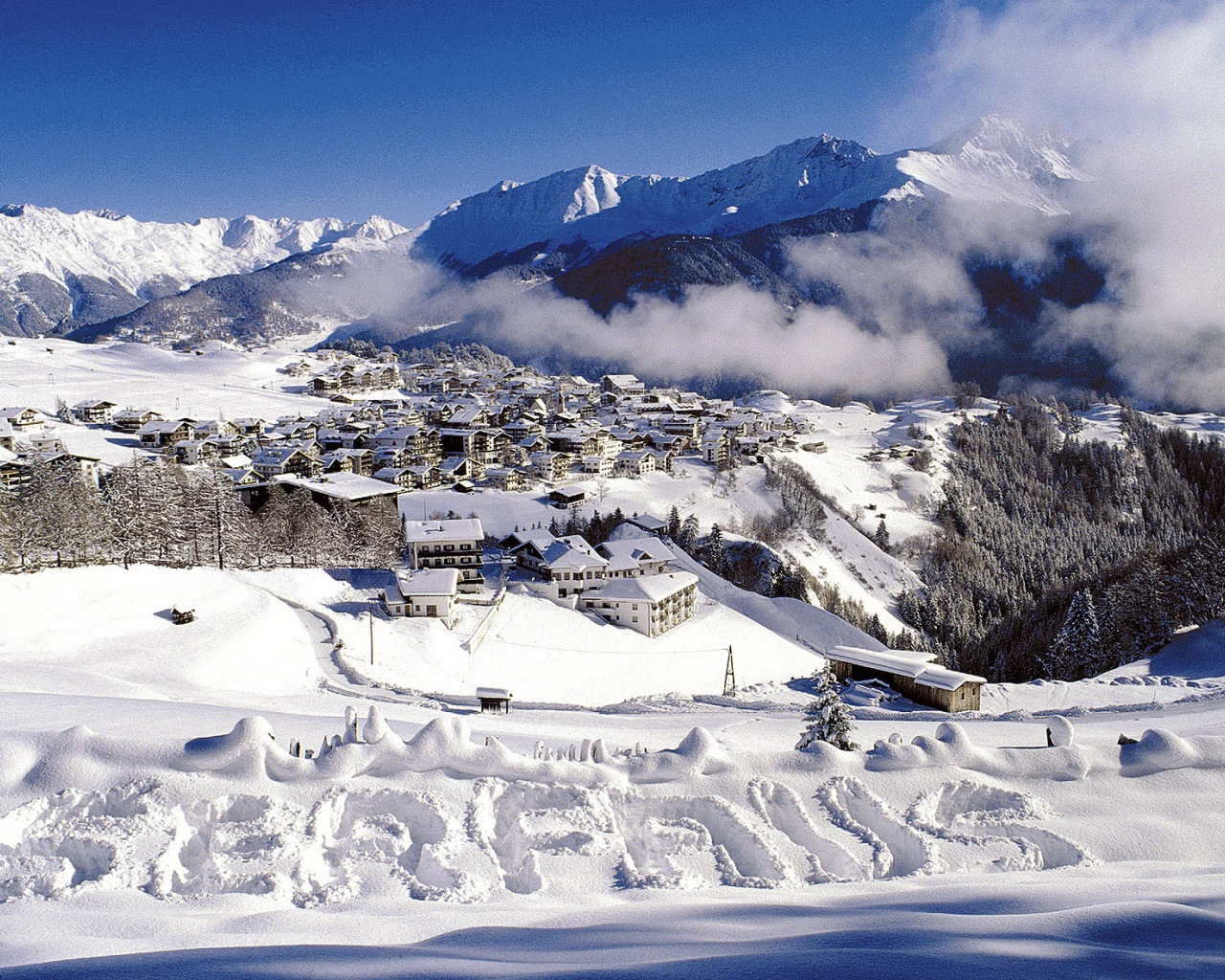 Панорама на горнолыжном курорте Серфаус, Австрия