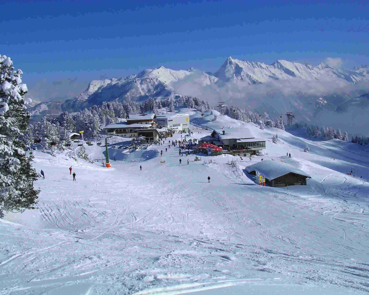 Лыжная трасса на горнолыжном курорте Майрхофен, Австрия