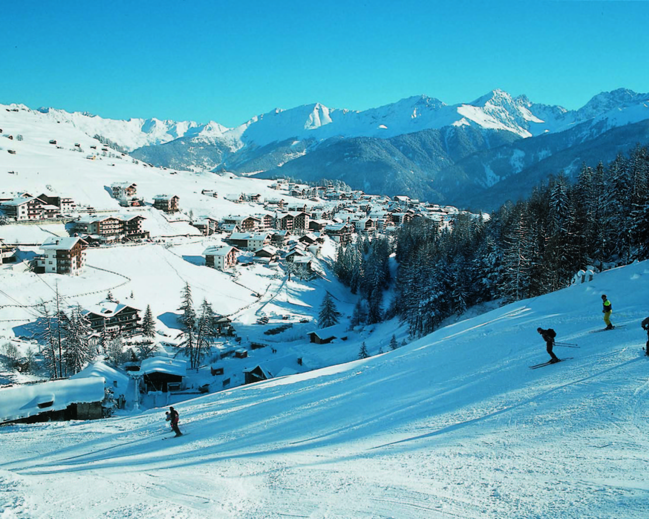 Лыжная трасса на горнолыжном курорте Серфаус, Австрия