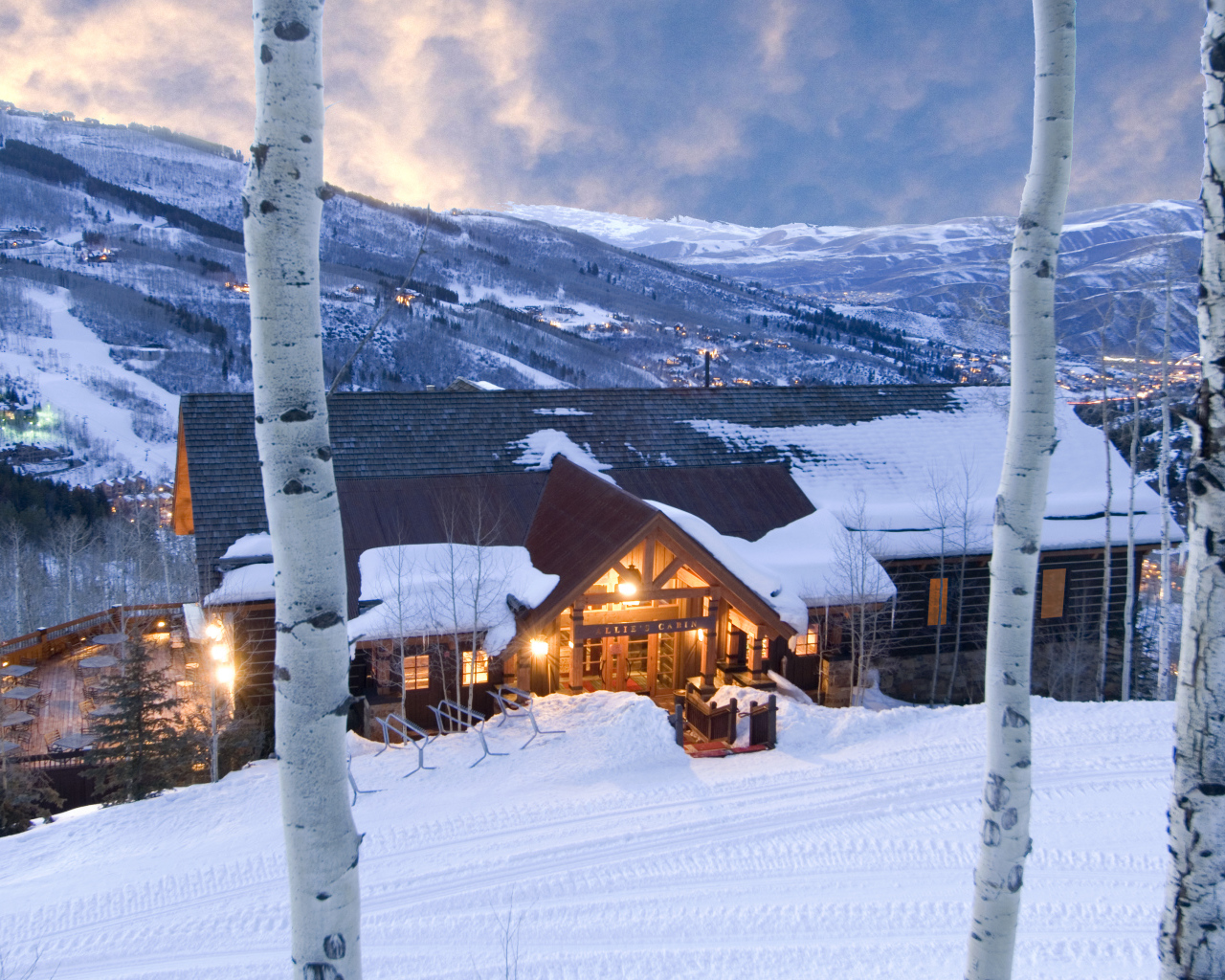 Закат на горнолыжном курорте Лех, Австрия