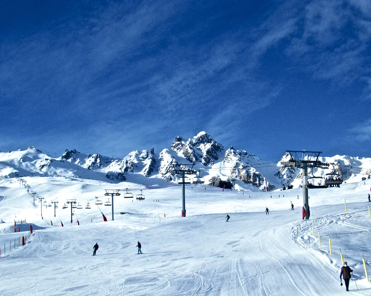 Лыжная трасса на горнолыжном курорте Куршевель, Франция