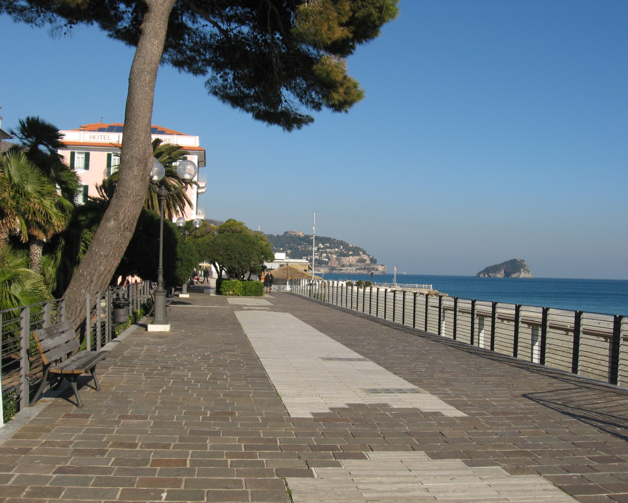 Promenade in resort Spotorno, Italy