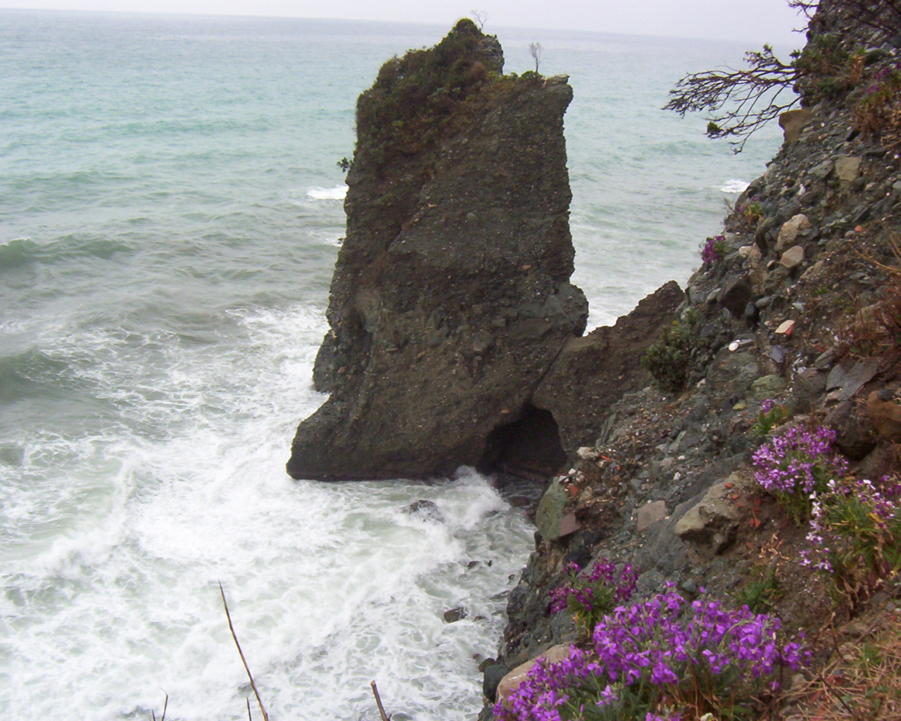 Скала у берега на курорте Челле Лигуре, Италия