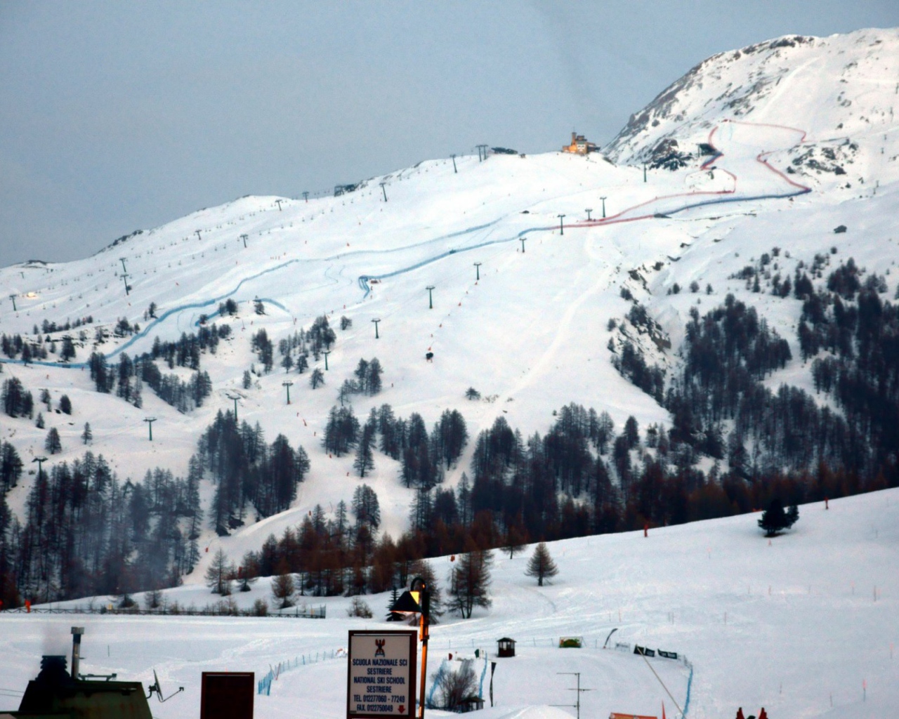 Ski piste in the ski resort of Sestriere, Italy