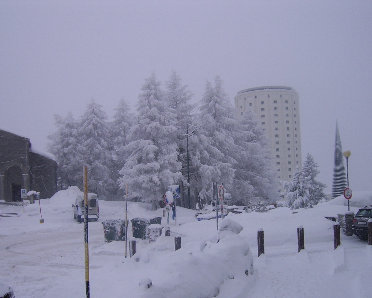 Snowfall at the ski resort of Sestriere, Italy